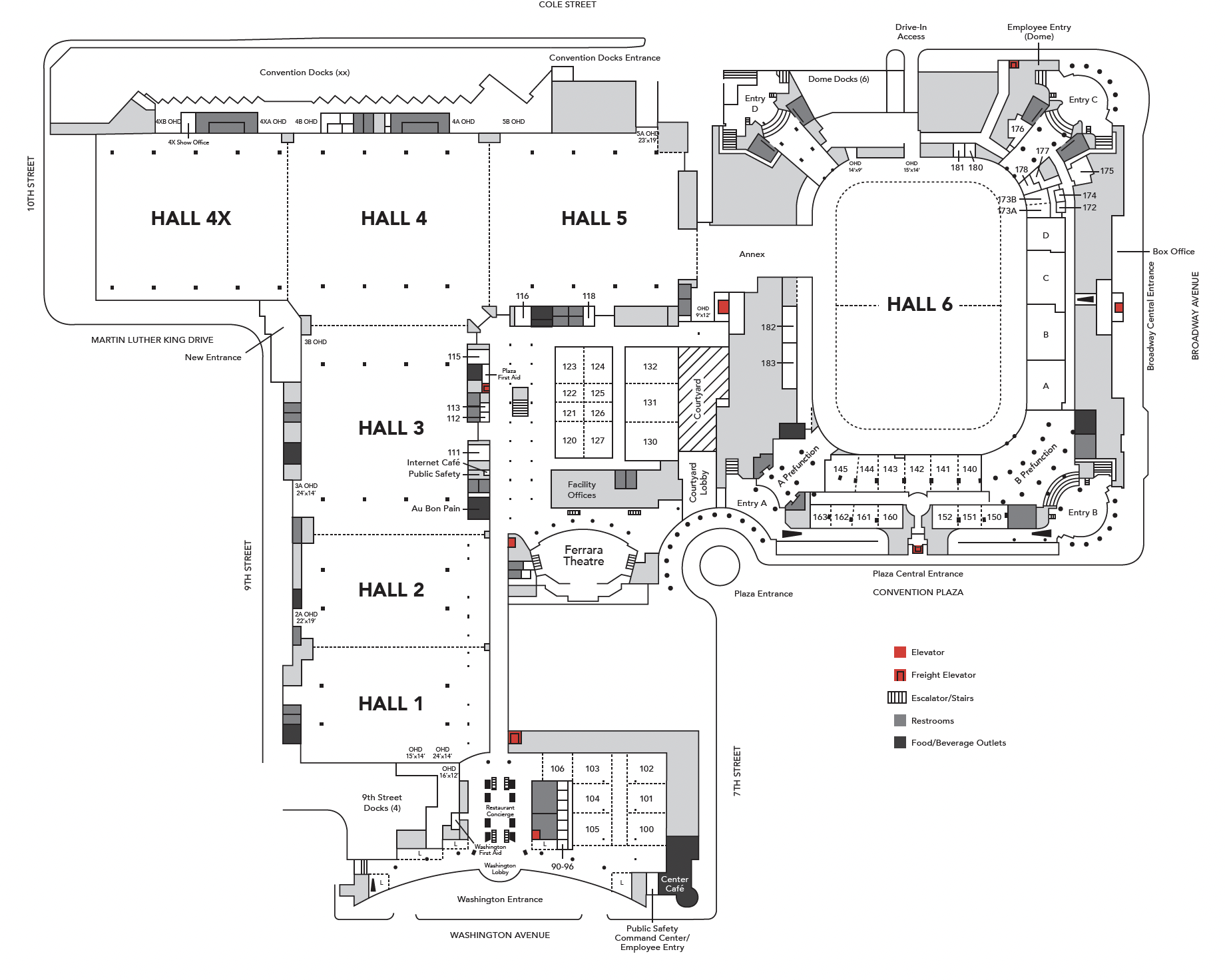 Level 1 floor plan of Cervantes Convention Center
